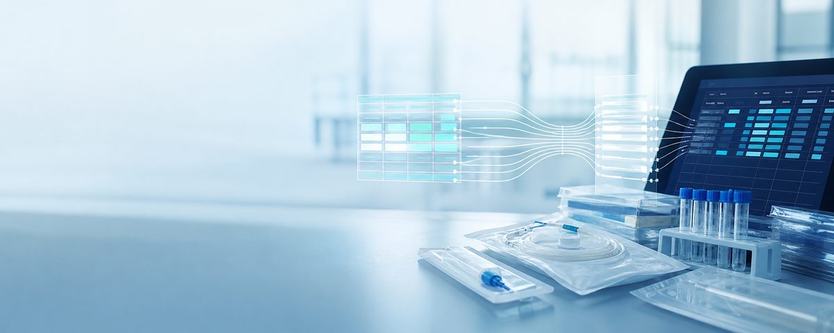 Flux de données reliant un tableau à un système de dispositifs médicaux